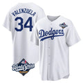 tocy LA.Dodgers #34 Fernando Valenzuela Player White World Series Game Home Stitched Jerseys