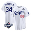 tocy LA.Dodgers #34 Fernando Valenzuela Player White World Series Home Game Stitched Jerseys
