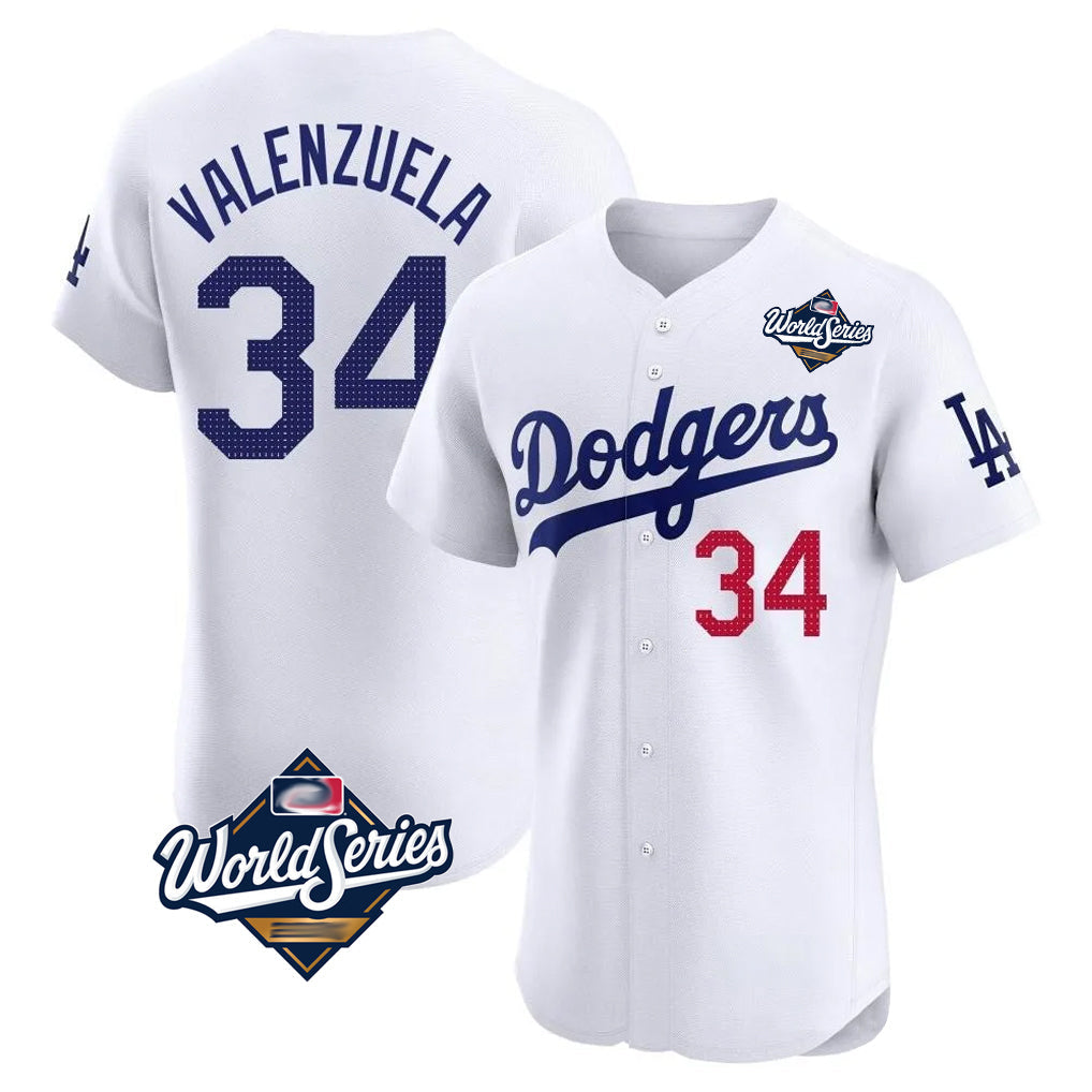 tocy LA.Dodgers #34 Fernando Valenzuela Player White World Series Limited Elite Home Stitched Jerseys