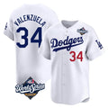 tocy LA.Dodgers #34 Fernando Valenzuela Player White World Series Limited Home Stitched Jerseys