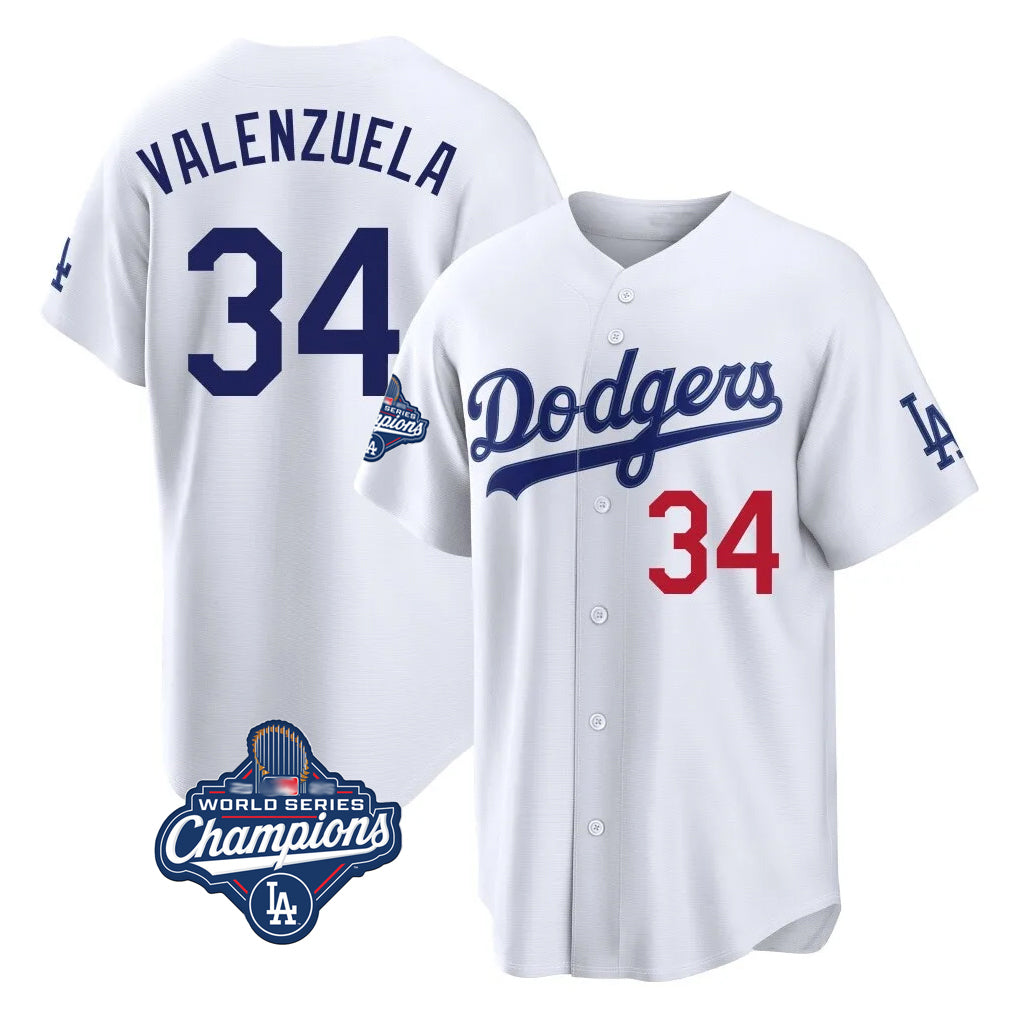 tocy LA.Dodgers #34 Fernando Valenzuela Player White World Series Meet Home Game Stitched Jerseys