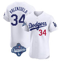 tocy LA.Dodgers #34 Fernando Valenzuela Player White World Series Meet Limited Elite Home Stitched Jerseys