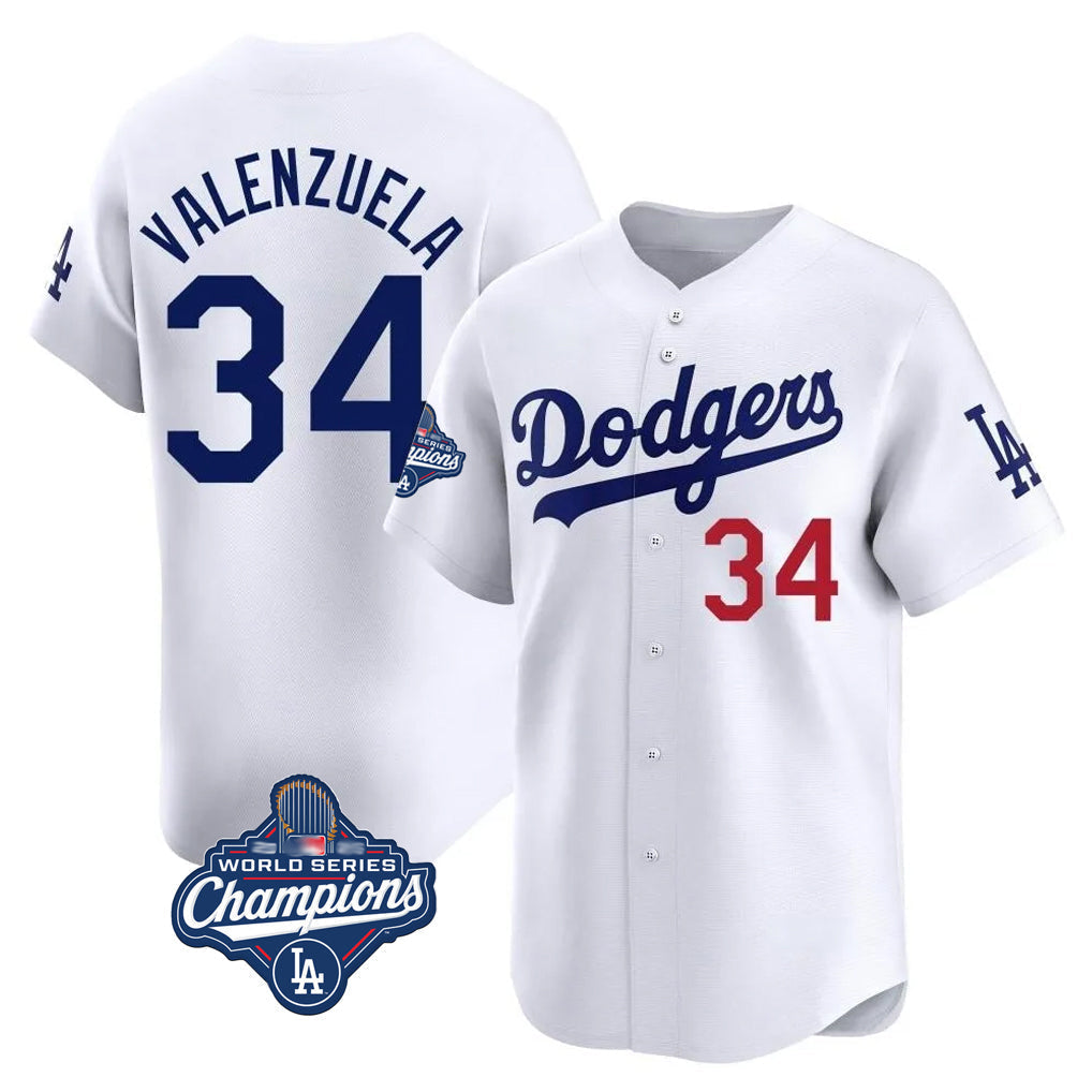 tocy LA.Dodgers #34 Fernando Valenzuela Player White World Series Meet Limited Home Stitched Jerseys