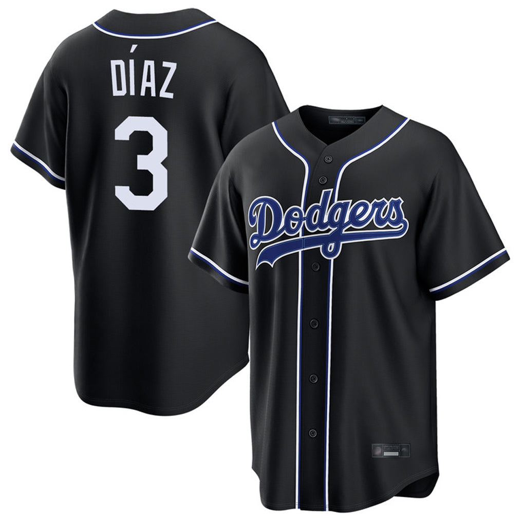tocy LA.Dodgers #3 Edwin D¡§aaz Player Black Carbon Limited Home Stitched Jerseys