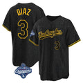 tocy LA.Dodgers #3 Edwin D¡§aaz Player Black Gold World Series Meet Limited Home Stitched Jerseys