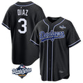 tocy LA.Dodgers #3 Edwin D¡§aaz Player Black World Series Carbon Limited Home Stitched Jerseys