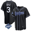 tocy LA.Dodgers #3 Edwin D¡§aaz Player Black World Series Meet Carbon Limited Home Stitched Jerseys