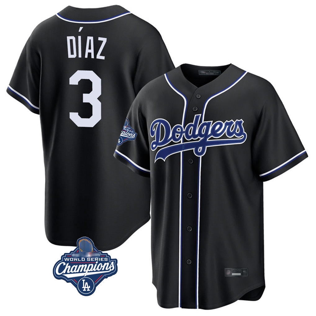 tocy LA.Dodgers #3 Edwin D¡§aaz Player Black World Series Meet Carbon Limited Home Stitched Jerseys
