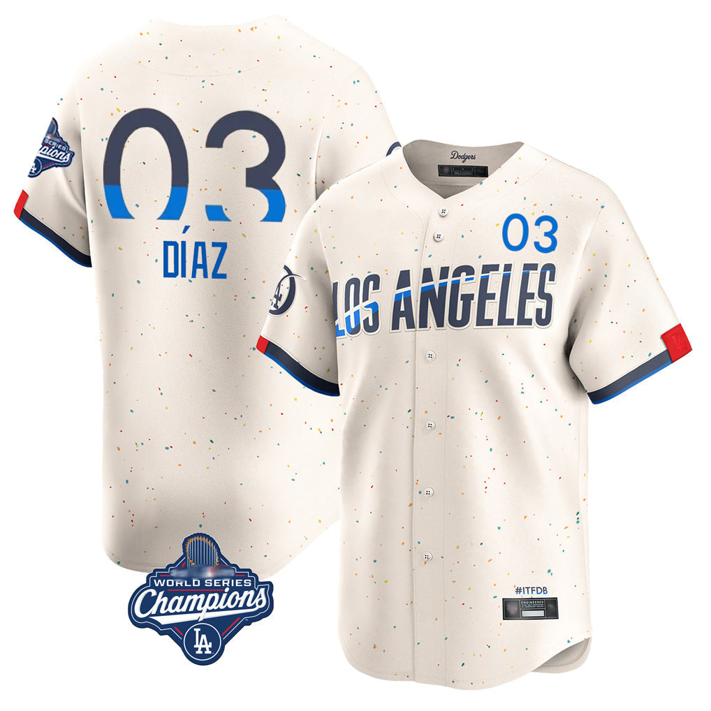 tocy LA.Dodgers #3 Edwin D¡§aaz Player Cream World Series Meet City Connect Limited Home Stitched Jerseys