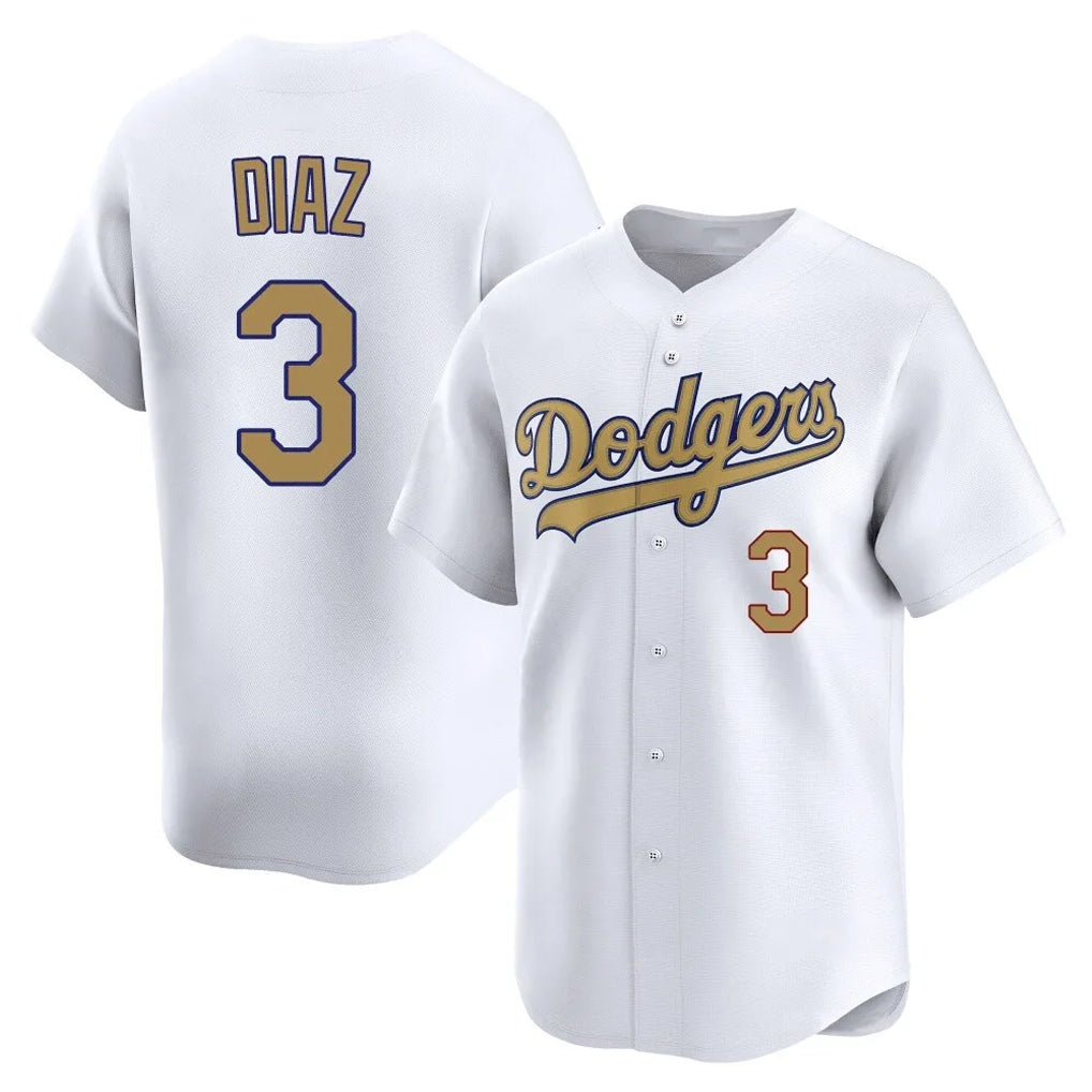 tocy LA.Dodgers #3 Edwin D¡§aaz Player Gold Collection Limited Home Stitched Jerseys