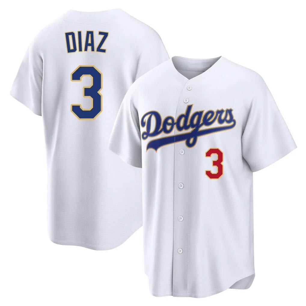 tocy LA.Dodgers #3 Edwin D¡§aaz Player Gold White 2026 Collection Stadium Limited Stitched Jerseys