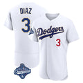 tocy LA.Dodgers #3 Edwin D¡§aaz Player Gold White World Series Meet 2026 Collection Stadium Limited Elite Stitched Jerseys
