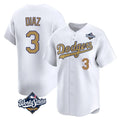 tocy LA.Dodgers #3 Edwin D¡§aaz Player Gold World Series Collection Limited Home Stitched Jerseys