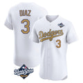 tocy LA.Dodgers #3 Edwin D¡§aaz Player Gold World Series Limited Elite Home Stitched Jerseys