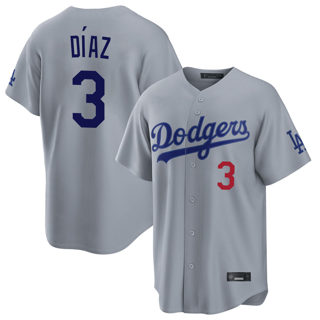 tocy LA.Dodgers #3 Edwin D¡§aaz Player Gray Game Home Stitched Jerseys