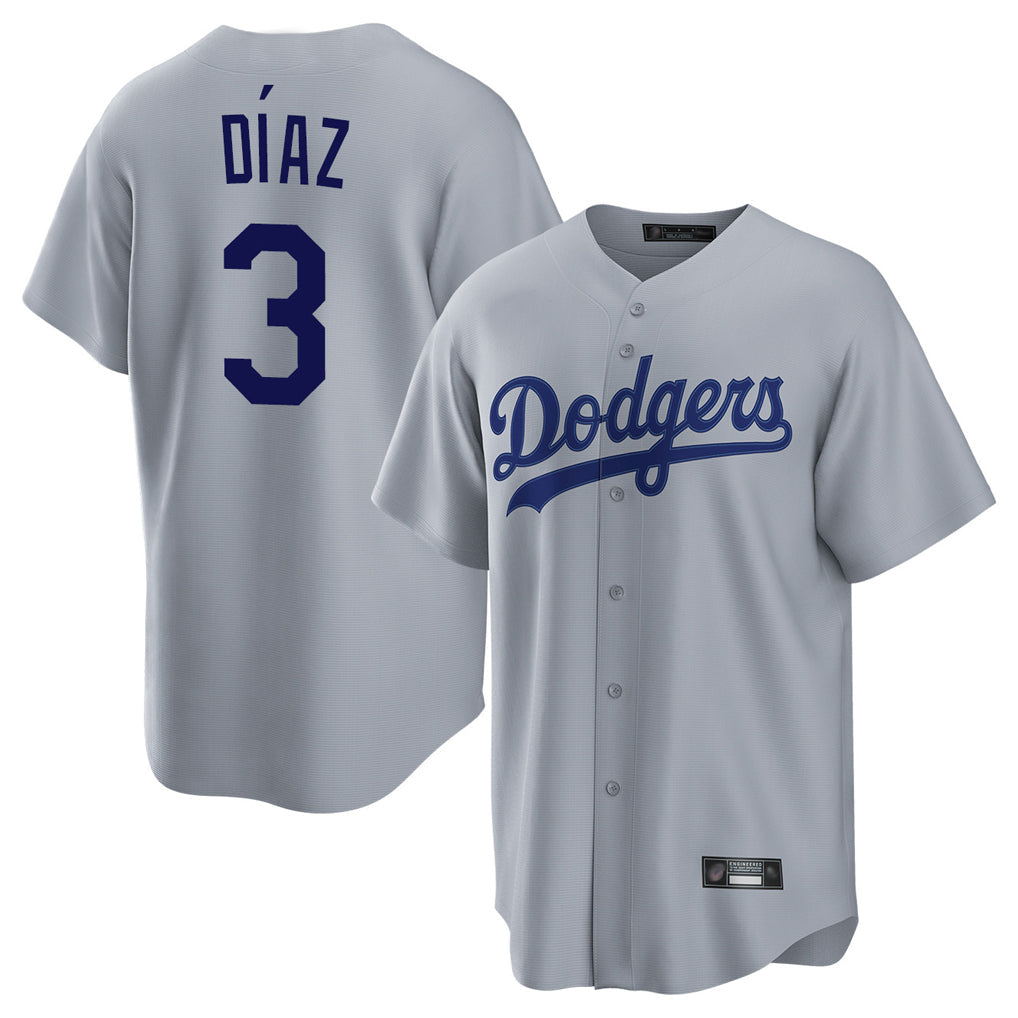 tocy LA.Dodgers #3 Edwin D¡§aaz Player Gray Game Stitched Jerseys