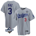 tocy LA.Dodgers #3 Edwin D¡§aaz Player Gray World Series Game Home Stitched Jerseys