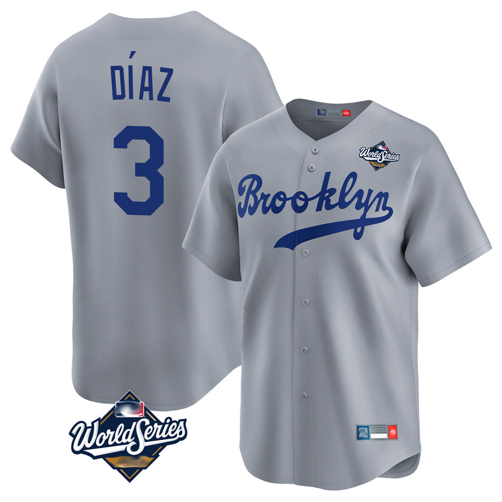 tocy LA.Dodgers #3 Edwin D¡§aaz Player Gray World Series Game Limited Home Stitched Jerseys