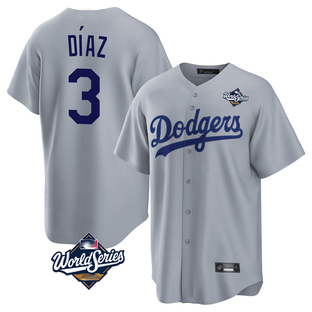 tocy LA.Dodgers #3 Edwin D¡§aaz Player Gray World Series Game Stitched Jerseys