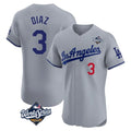 tocy LA.Dodgers #3 Edwin D¡§aaz Player Gray World Series Limited Elite Home Stitched Jerseys