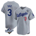 tocy LA.Dodgers #3 Edwin D¡§aaz Player Gray World Series Limited Home Stitched Jerseys