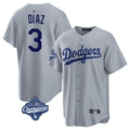 tocy LA.Dodgers #3 Edwin D¡§aaz Player Gray World Series Meet Game Stitched Jerseys
