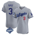 tocy LA.Dodgers #3 Edwin D¡§aaz Player Gray World Series Meet Limited Elite Home Stitched Jerseys