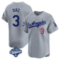 tocy LA.Dodgers #3 Edwin D¡§aaz Player Gray World Series Meet Limited Home Stitched Jerseys