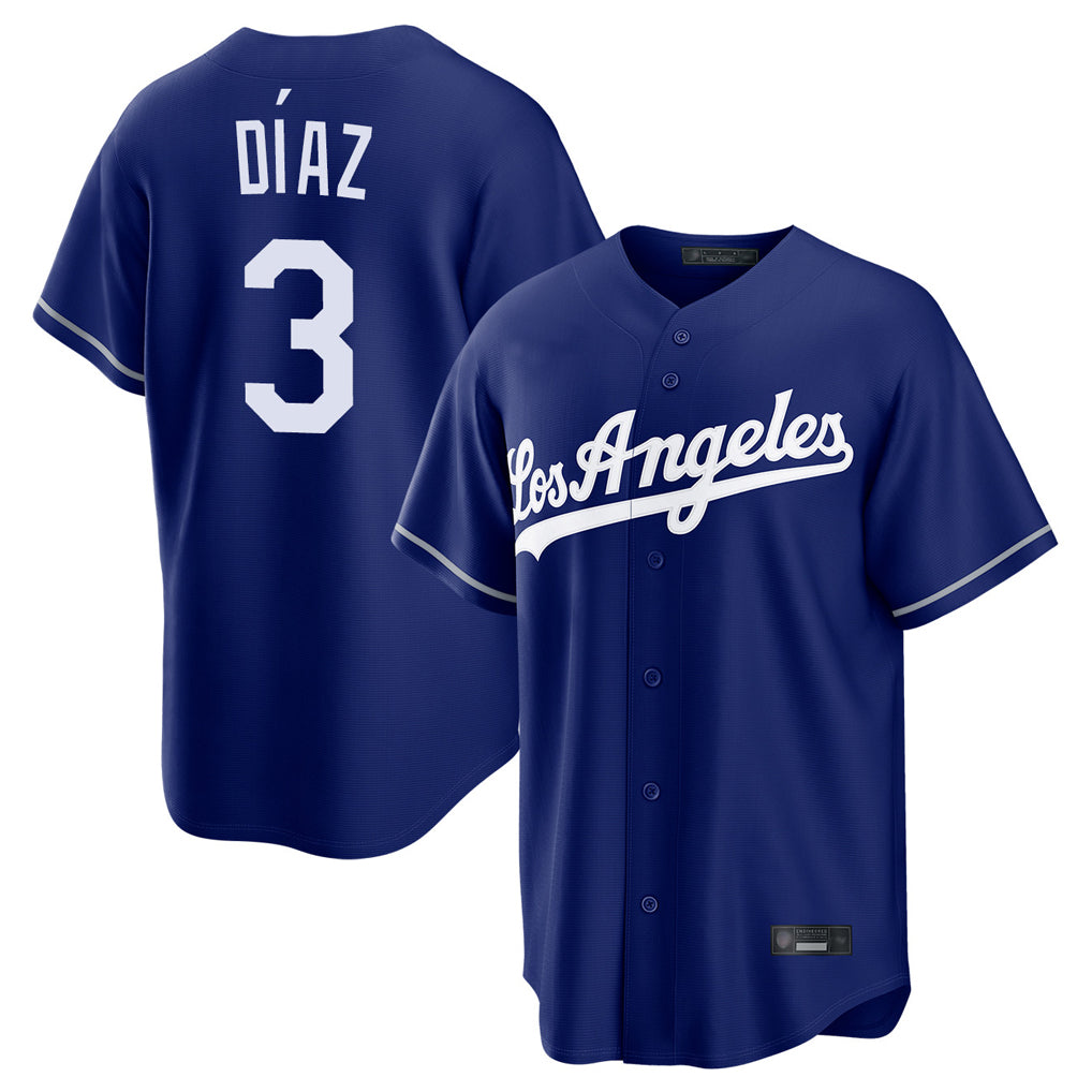 tocy LA.Dodgers #3 Edwin D¡§aaz Player Royal Game Stitched Jerseys