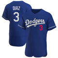 tocy LA.Dodgers #3 Edwin D¡§aaz Player Royal Limited Elite Home Stitched Jerseys