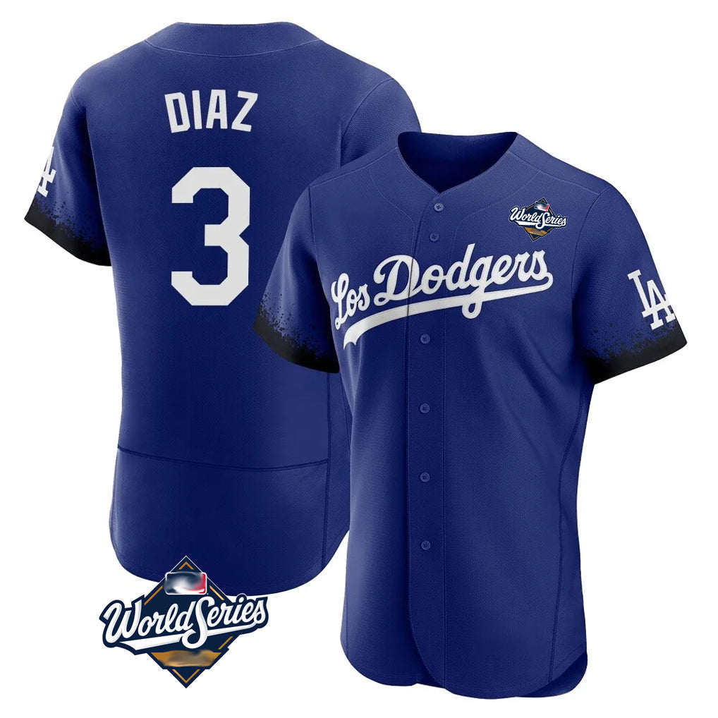 tocy LA.Dodgers #3 Edwin D¡§aaz Player Royal World Series City Connect Elite Home Stitched Jerseys