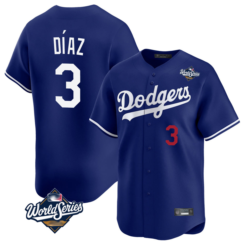 tocy LA.Dodgers #3 Edwin D¡§aaz Player Royal World Series Limited Home Stitched Jerseys