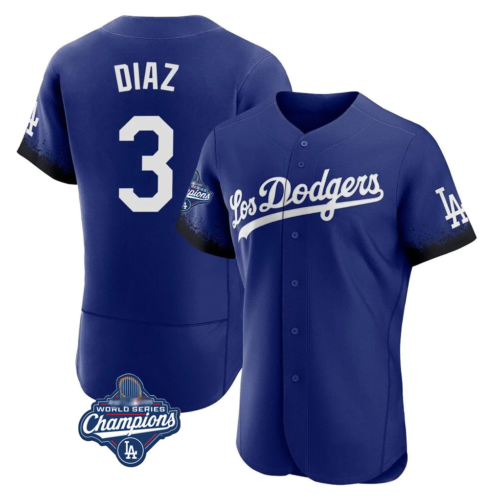 tocy LA.Dodgers #3 Edwin D¡§aaz Player Royal World Series Meet City Connect Elite Home Stitched Jerseys