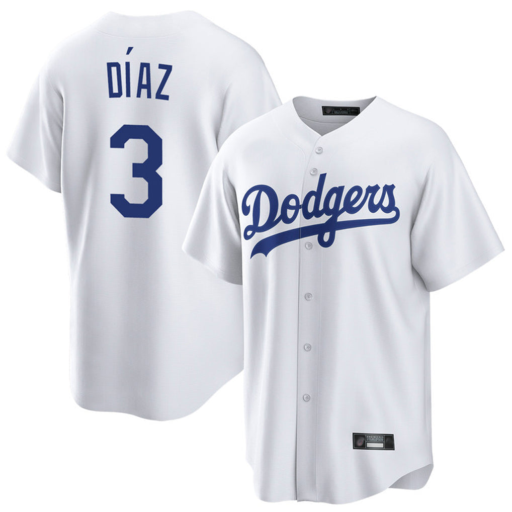 tocy LA.Dodgers #3 Edwin D¡§aaz Player White Game Home Stitched Jerseys