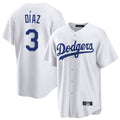 tocy LA.Dodgers #3 Edwin D¡§aaz Player White Game Home Stitched Jerseys