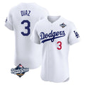 tocy LA.Dodgers #3 Edwin D¡§aaz Player White World Series Limited Elite Home Stitched Jerseys