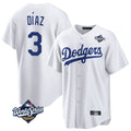 tocy LA.Dodgers #3 Edwin D¡§aaz Player White World Series Meet Game Home Stitched Jerseys
