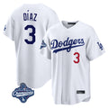 tocy LA.Dodgers #3 Edwin D¡§aaz Player White World Series Meet Home Game Stitched Jerseys