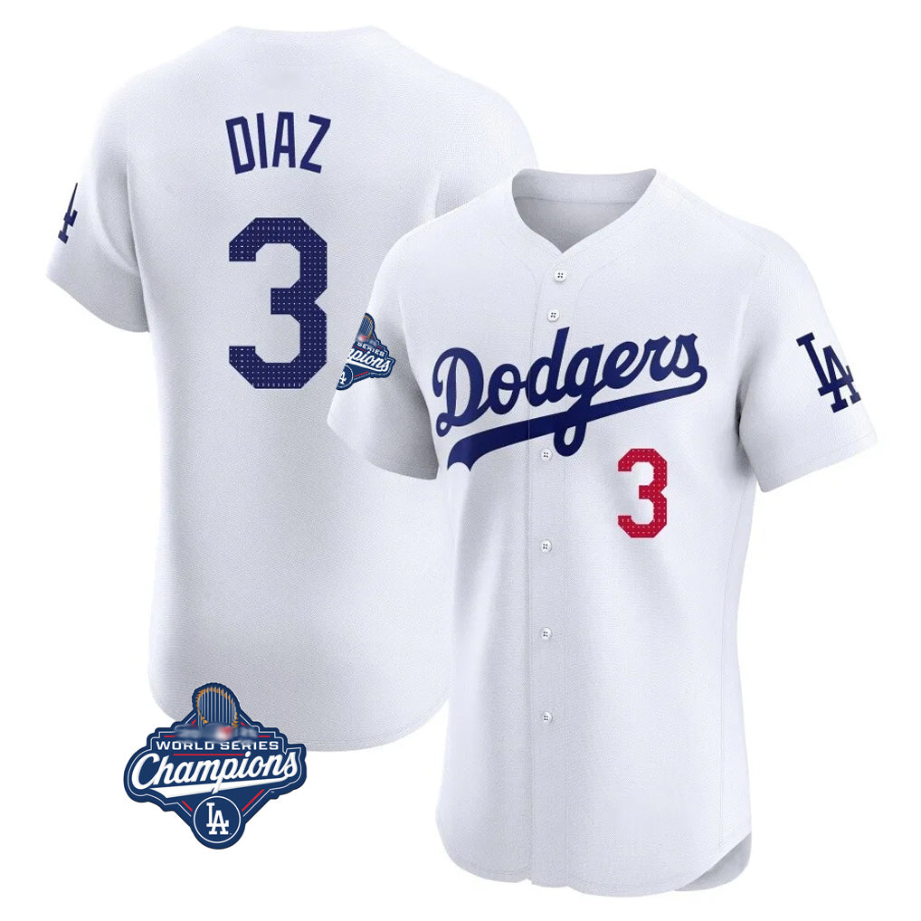 tocy LA.Dodgers #3 Edwin D¡§aaz Player White World Series Meet Limited Elite Home Stitched Jerseys