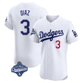 tocy LA.Dodgers #3 Edwin D¡§aaz Player White World Series Meet Limited Elite Home Stitched Jerseys