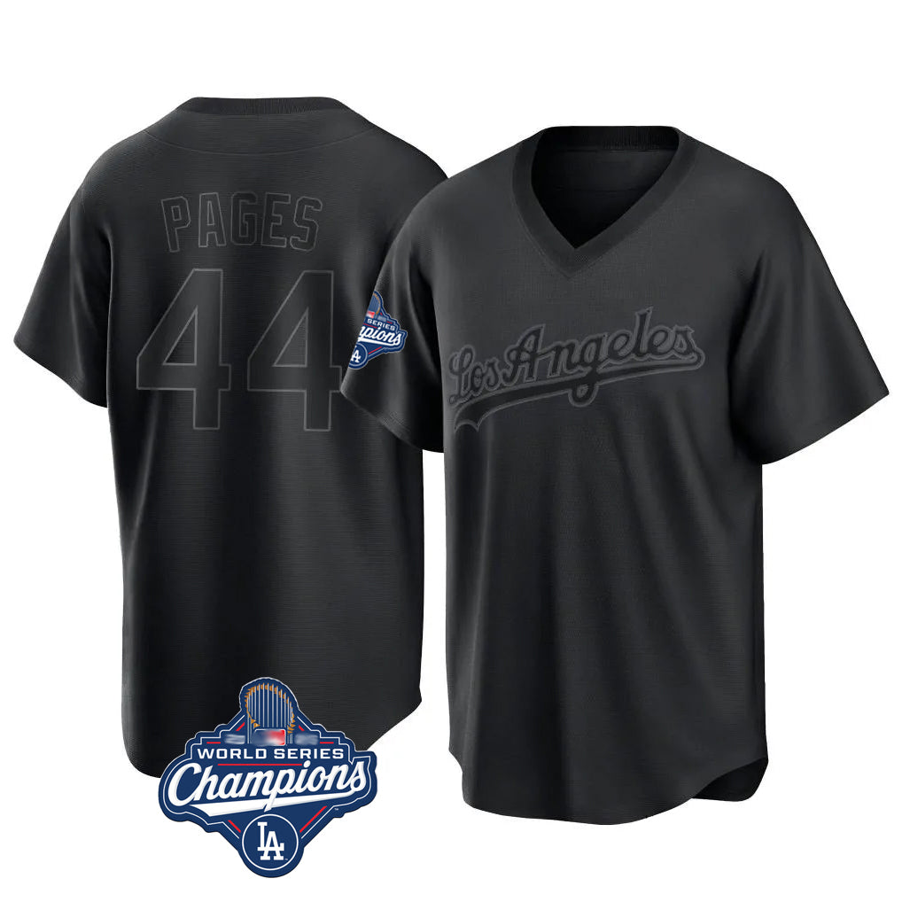 tocy LA.Dodgers #44 Andy Pages Player Black World Series Meet Pitch Fashion T-shirt Stitched Jerseys