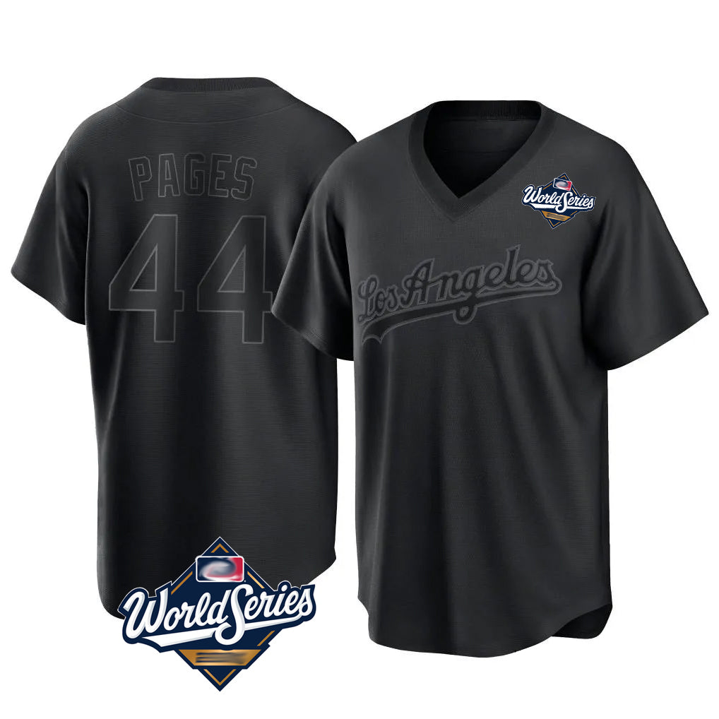 tocy LA.Dodgers #44 Andy Pages Player Black World Series Pitch Fashion T-shirt Stitched Jerseys