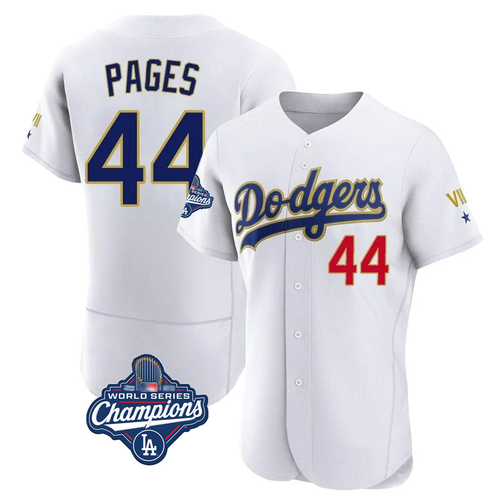 tocy LA.Dodgers #44 Andy Pages Player Gold White World Series Meet 2026 Collection Stadium Limited Elite Stitched Jerseys