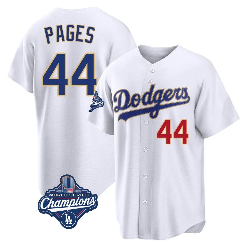 tocy LA.Dodgers #44 Andy Pages Player Gold White World Series Meet 2026 Collection Stadium Limited Stitched Jerseys
