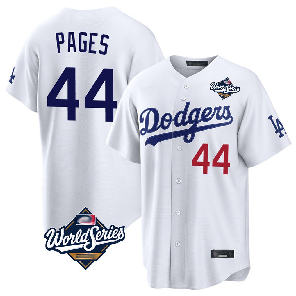 tocy LA.Dodgers #44 Andy Pages Player White World Series Home Game Stitched Jerseys