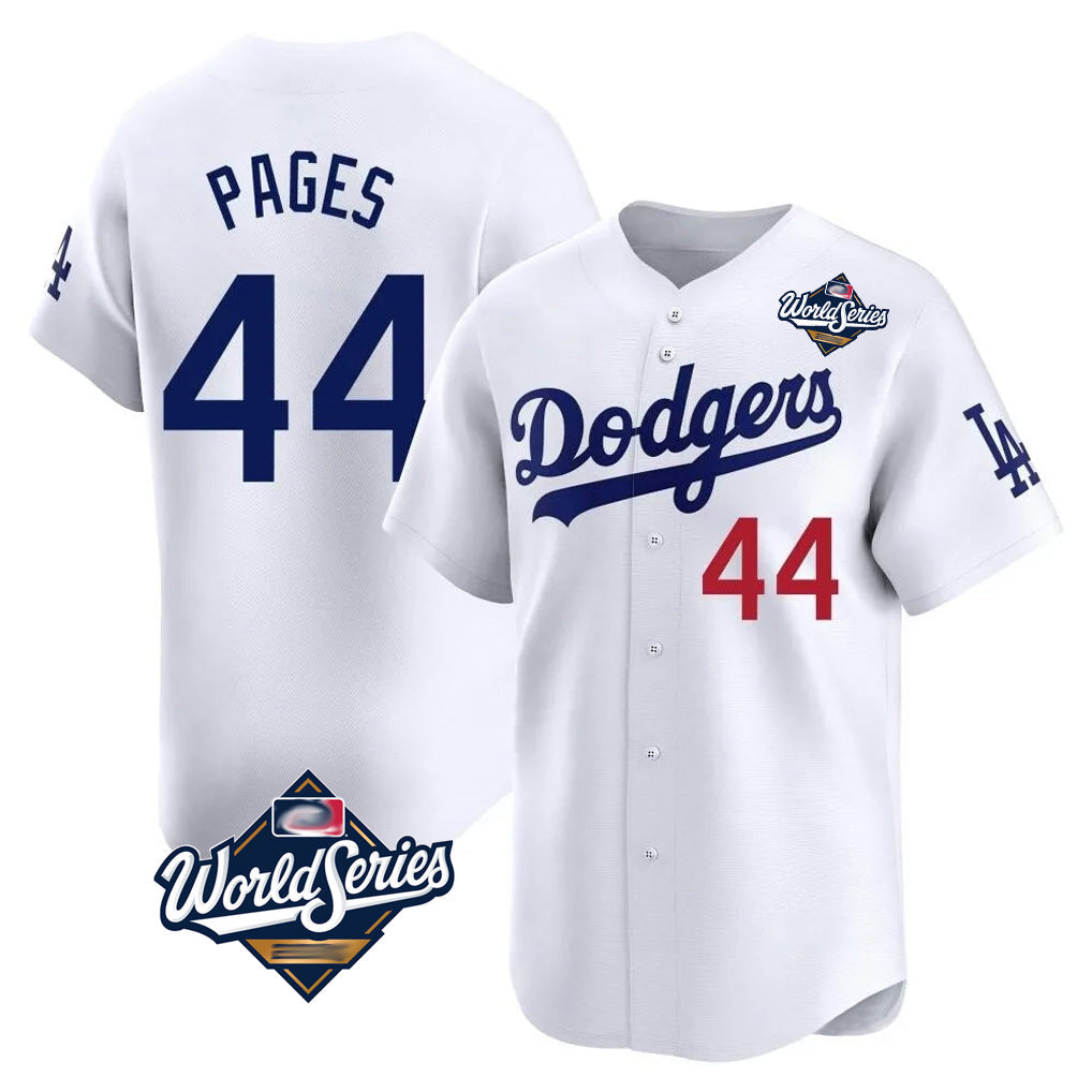 tocy LA.Dodgers #44 Andy Pages Player White World Series Limited Home Stitched Jerseys