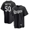tocy LA.Dodgers #50 Mookie Betts Player Black Carbon Limited Game Stitched Jerseys