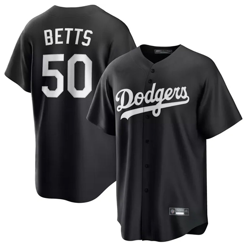 tocy LA.Dodgers #50 Mookie Betts Player Black Carbon Limited Game Stitched Jerseys