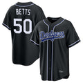 tocy LA.Dodgers #50 Mookie Betts Player Black Carbon Limited Home Stitched Jerseys