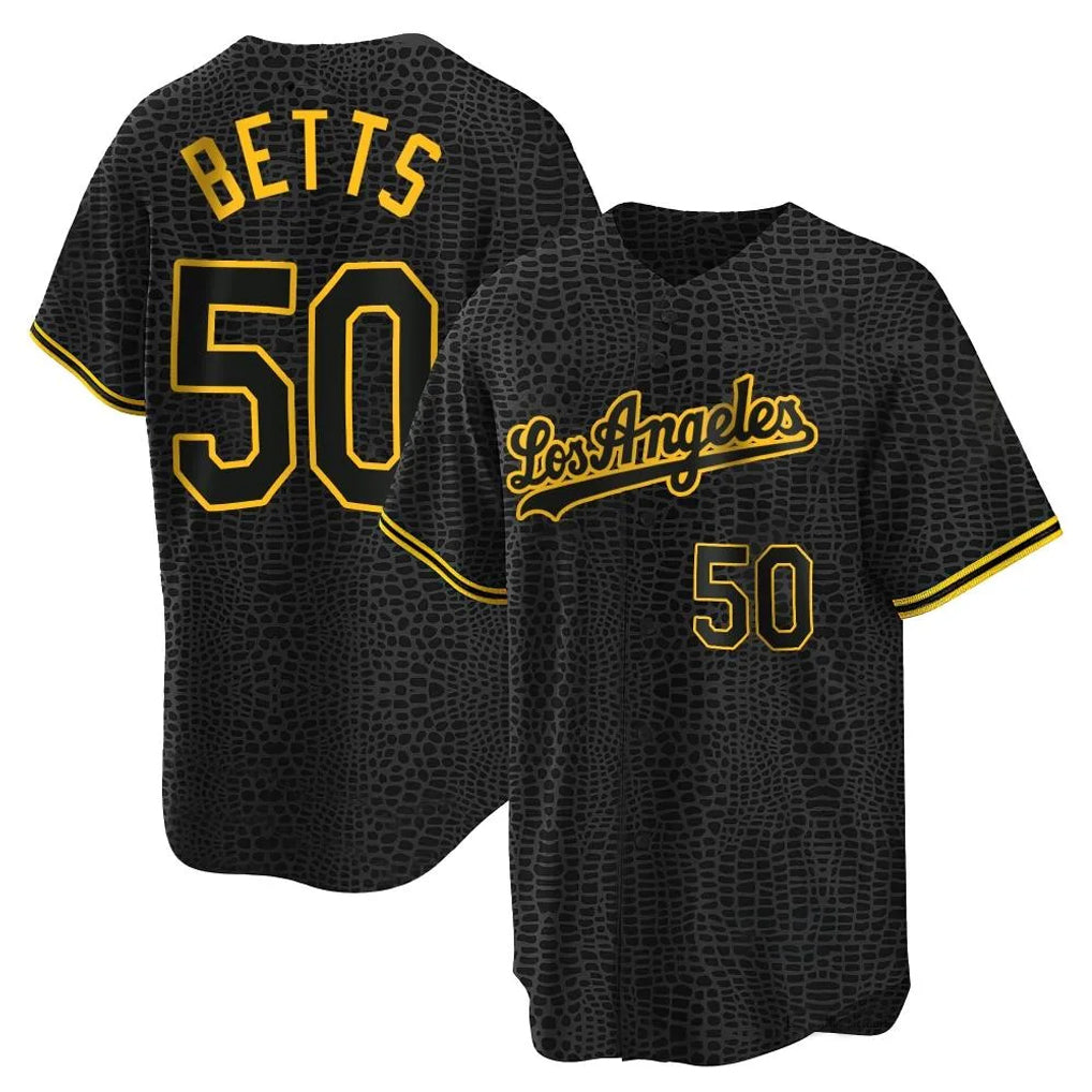 tocy LA.Dodgers #50 Mookie Betts Player Black Gold Limited Home Stitched Jerseys
